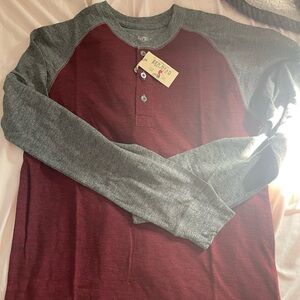 New RedHead Gray's Creek Raglan Long-Sleeve Henley, Men, small, red/light Gray